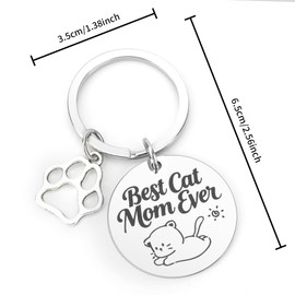 QONCV Cat Mom Mothers Day Gifts, Best Cat Mom Mother Keychain Christmas Easter Gifts for Women Cats Lovers Cats Owner Presents