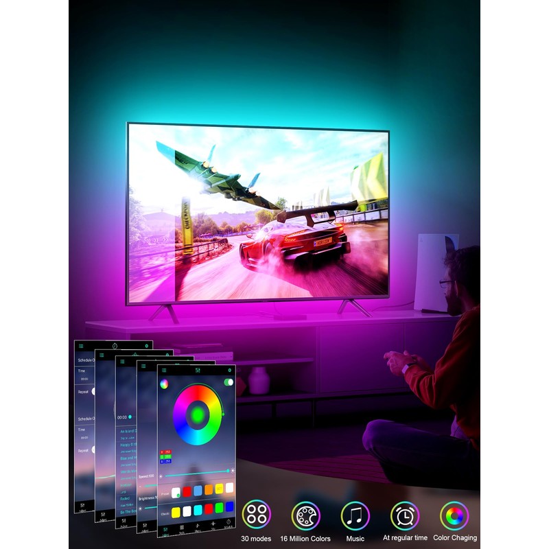 GIPOYENT Music Sync LED TV Backlight, RGB Color Changing Light