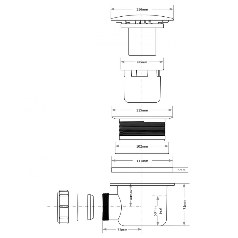 Viva Sanitary 90mm High Flow Shower Waste WTSH90 | 40mm
