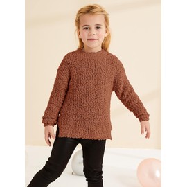 GAMISOTE Girl's Fuzzy Warm Sweater Crew Neck Chunky Side Slit Jumper Pullover Outwear (Orange, 13_years)