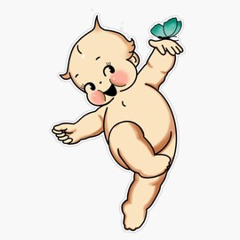 Kewpie & Butterfly Bumper Sticker Vinyl Decal 5"