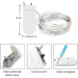 16 Pack 10 ft 30 LED Fairy Lights Battery Operated Waterproof Silver Wire Mini String Lights Firefly Starry Moon Lights for DIY Crafts Wedding Party Bedroom Table Centerpieces Christmas(Warm White)