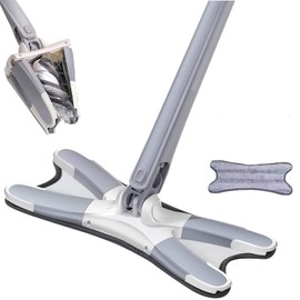 HeiheiTom X Type Flat Floor Mop with 3Pcs Replacement Mop Pads,Easy Squeeze Mop,Self Wringing Flat Mop,Hand- Wash Household Floor Mop (Creative X Mop(1 Pad)) (Creative X Mop(1 Pad))