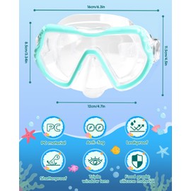 Children's Swimming Goggles for Boys Girls Teenagers Snorkel Mask with Nose Cover Anti-Fog Anti-Leak Diving Mask (Blue)