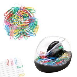 100pcs Paper Clips & Paper Clip Holder, Paper Clip Dispenser Magnetic, Small Paper Clips Assorted Colored for Document Organizing, Paperclip Holders for Desk School, Cute Office Supplies Accessory