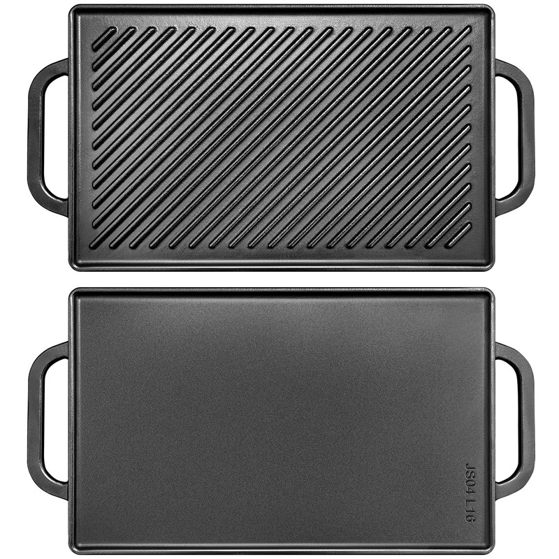 GGC Cast Iron Reversible Grill Griddle for Stove Top, Flat