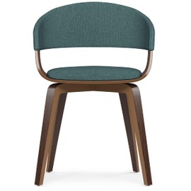 SIMPLIHOME Lowell Mid Century Modern Bentwood Dining Chair in Light Turquoise Blue Linen Look Fabric, For the Dining Room