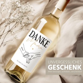 SpecialMe® Weinetiketten personalisiert Muttertag Mama Hände mit Namen Flaschenetiketten selbstklebend Wein-Geschenk Weiss unisize