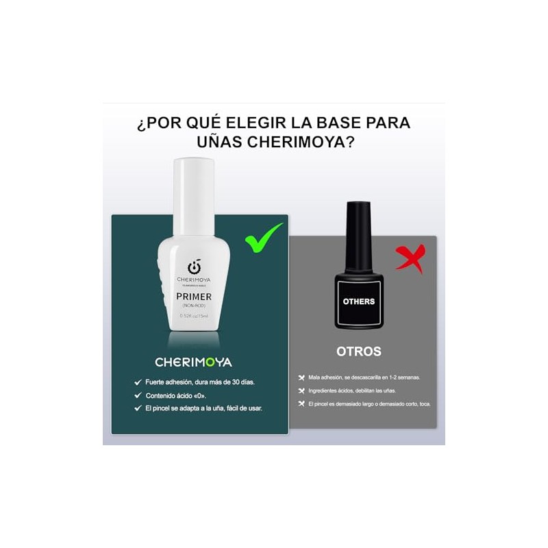 CHERIMOYA Primer Sin Ácido 15ML,Preparador de Uñas Profesional