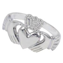Sterling Silver Heavy Weight Irish Celtic Claddagh Ring Hearts Crown Hands Size N - Z3 British Made Jewellery With Jewellery Presentation Box (Size T)