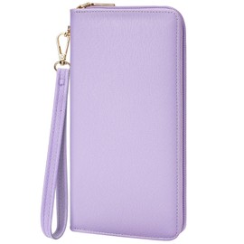 Chelmon Women's Vegan Leather Clutch Wallet with Zip, Hand Strap, Large Capacity