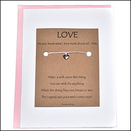 Thoughtful Greeting Card and Wish Bracelet Love You the Most with Heart Charm - Charmed Greeting