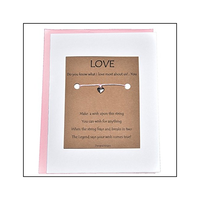 Thoughtful Greeting Card and Wish Bracelet Love You the Most with Heart Charm - Charmed Greeting