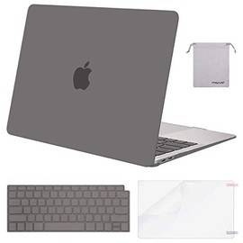 MOSISO Compatible with MacBook Air 13 inch Case 2022, 2021-2018 Release A2337 M1 A2179 A1932 Retina Display Touch ID, Plastic Hard Shell&Keyboard Cover&Screen Protector&Storage Bag, Gray
