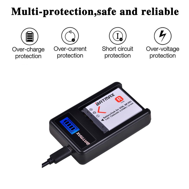 Batmax 2X 1260mAh NP-FR1 NP FR1 Battery + LCD USB