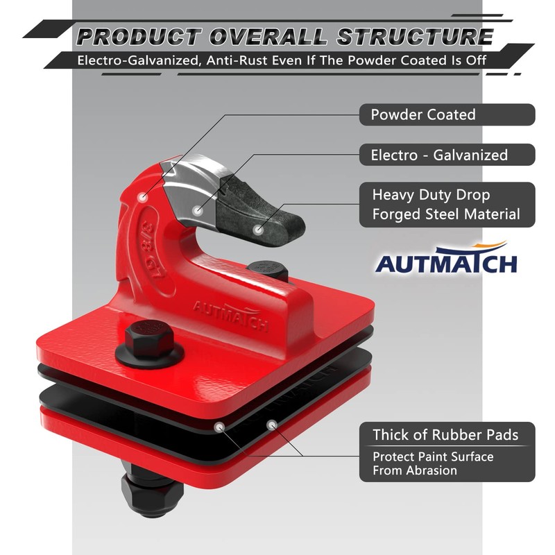 AUTMATCH Tractor Bucket Grab Hook 3/8" (2 Pack) - Bolt