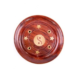 Sheesham Wood Round Ash Catcher – Yin Yang Inlay