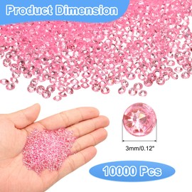 sourcing map 10000Pcs Wedding Table Scatter Confetti Fake Crystals Acrylic Diamonds Rhinestones Vase Fillers Gems for Crafts,Table Centerpiece Decor, Bridal Shower Party (Light Pink, 3mm)