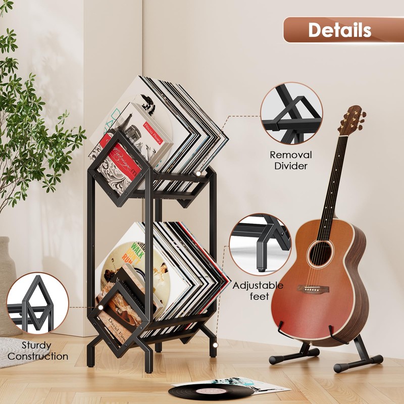 BOEASTER Vinyl Record Storage Rack, Record Holder 160-200 LP Storage