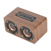 Wood Bluetooth Speaker Subwoofer FM Radio HiFi Music Clock Alarm