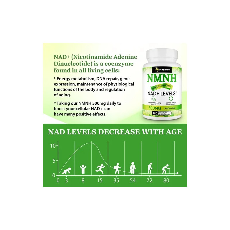 Nmnh 500mg - Suplemento Nad+ Antienvejecimiento Mapurwn