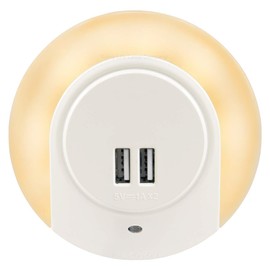 Plug in LED Night Light with 2 USB Port Charger 1w Warm White Automatic Sensor Dusk to Dawn Night Light for Bedroom Childrens Room Hallways Living Rooms A78B
