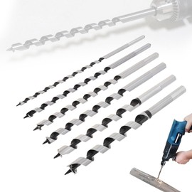 Omninmo 6pcs Auger Wood Drill Bit, 6 8 10 12 14 16mm Hex Shank Extra Long Wood Twist Auger Drill Bits Set for Wood, Brick Tile, Plastic