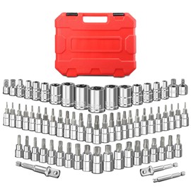 BLACKROBOT 67-Piece Master Torx Bit Socket and E-Torx Socket Set, 1/4” 3/8” 1/2” Drive(E4-E24, T6-T70,TT6-TT70,TP8-TP60), Includes Socket Adapters and Drill Bit Adapters, S2 and Cr-V Steel