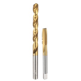 uxcell Tap and Drill Bit Set, 1pcs 5/16-18 UNC Straight Flute Thread Screw Tap & 1pcs 6.5mm Twist Drill Bit, Titanium Coated HSS-6542 Tapping Threading Tool Kit