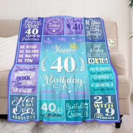 Batantec Happy 40th Birthday Gifts for Women, 40 Year Old Birthday Gifts for Women Turning 40, 40th Birthday Decorations Idea, Female 40th Birthday Gifts for Her, 40th Birthday Blanket Gifts 60”X50”