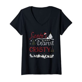 Womens Cristy Xmas Cute Christmas Name V-Neck T-Shirt