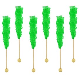 Watermelon Rock Candy Lollipops Pops Candy Suckers, Color and Flavor Assortment, Individually Wrapped, 6.5" (6-Pack)