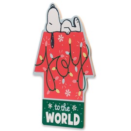 Peanuts Joy To the World Snoopy Dog House Wood Wall Decor - Cute Snoopy Christmas Decor for Home