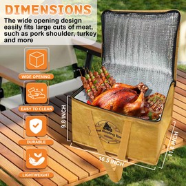 WEECHUNG BBQ Blanket for Resting Meat, Reusable Insulated Meat Resting Bag - Locks in Natural Juices & Perfects Texture, BBQ Resting Blanket With Wide Mouth for Backyard Smokers & Grilling