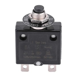 Thermal Switch 230 V, Manual Reset Circuit Breaker Switch, Manual Reset Thermal Switch Reset Over Current Overload Protection Thermal Overcurrent Circuit Breaker Fuse Holder (8A)