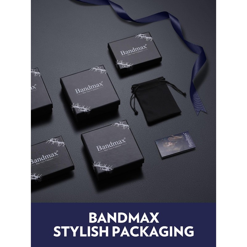 Bandmax Black K Necklace for Men Women 18 Inch Cuban