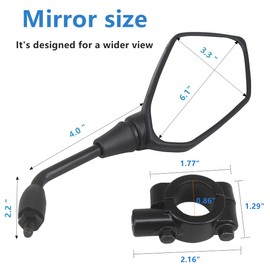Motorcycle Mirrors，HKOO Universal Hawk-eye Motorcycle Convex Rear View Mirror - with 10mm Bolt, Handle Bar Mount Clamp Compatible with Cruiser, Suzuki, Honda, Victory and More