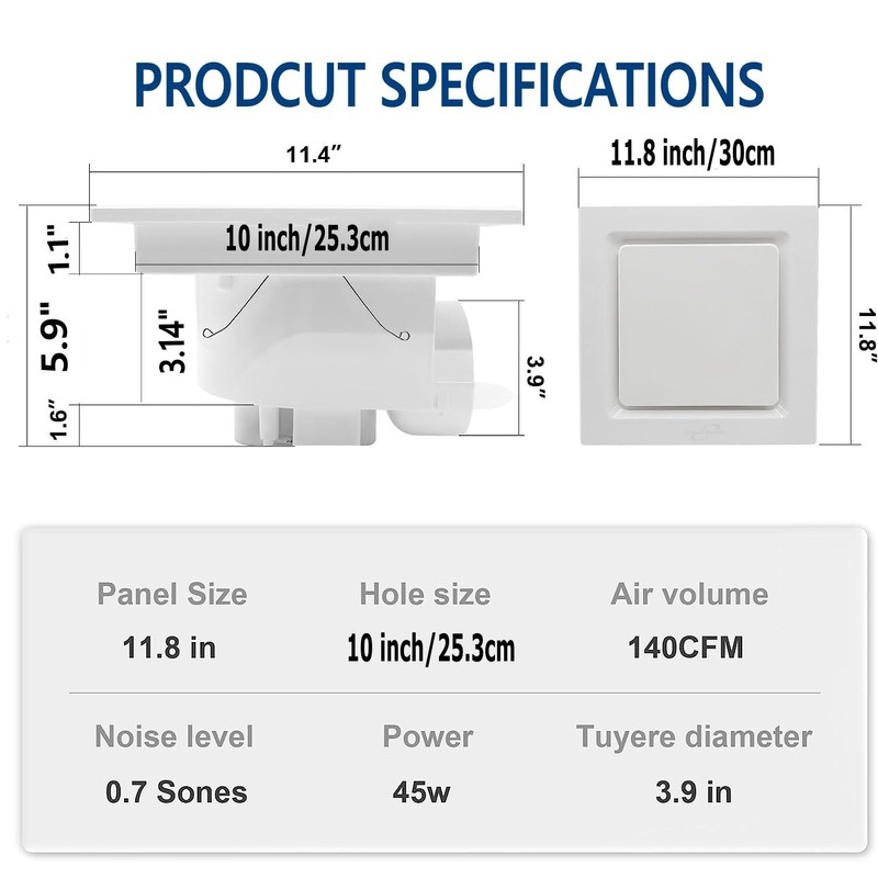 Jinhong Bathroom Fan Ceiling Mount Exhaust Ventilation Fan Ceiling Exhaust