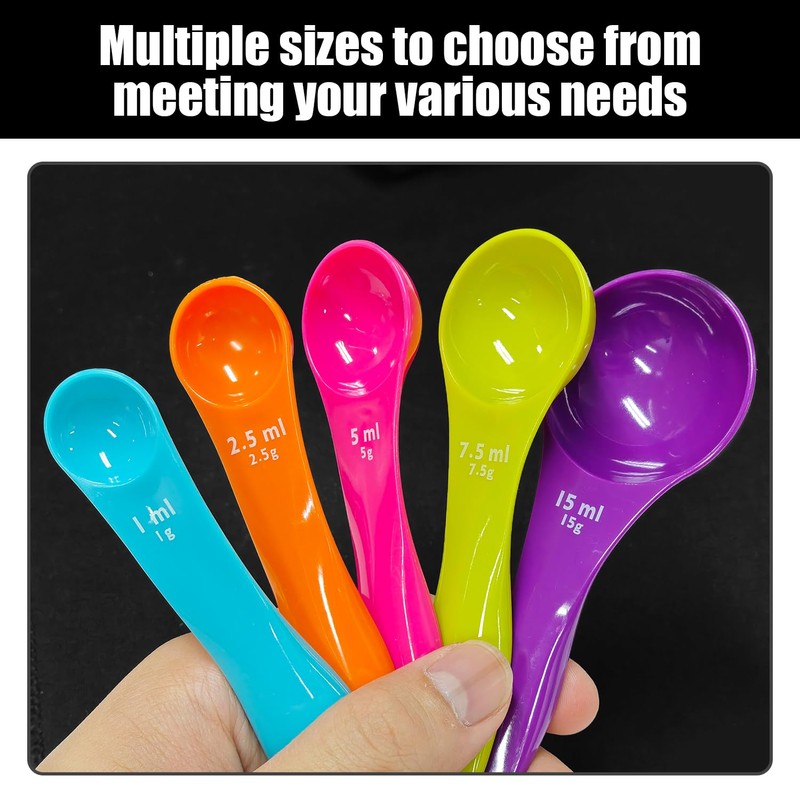 5-Piece Measuring Spoons and 2-Piece Measuring Cups, Plastic Measuring Spoons,
