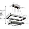 Finktonglan Modern Crystal Chandelier, Rectangular Double Ring LED Pendant Light,