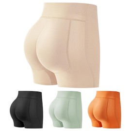 Fjquamitix Women Hip Pads Tummy Control Shapewear Shorts Mid Waist Boxer Breathable Bum Enhancing Pants Seamless Butt Lifter Padded Panties for Ladies (Skin, L)