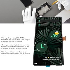 ciciglow Reemplazo de Pantalla AMOLED para Pixel 6 Pro 5G G8VOU GLUOG, Conjunto de Digitalizador de Pantalla Táctil con Herramienta, Kits de Reparación de Pantalla Táctil