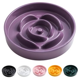Addogyy 8.66 in Purple Dog Bowl Slow Feeder Ceramic for Medium and Large Breed,Slow Feeding Dog Food Water Dish Heavy Wighted,Puppy Bowl for Fast Eaters,Puzzle Slow Eating Bowl Modern Maze