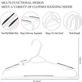 ISHUNAHOME Plastic Hangers 50 Pack - Non Slip Clothes Hangers,Holds up to 18 lbs, Slim Space Saving Hangers for Suit,Dress,t Shirts,Blouse,Coats, Pants (White)