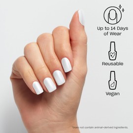 OPI On Point Kyoto Pearl | Short Round White Shimmer Satin Press On Nails | With Nail Glue | Long Lasting, Reusable, Non-damaging