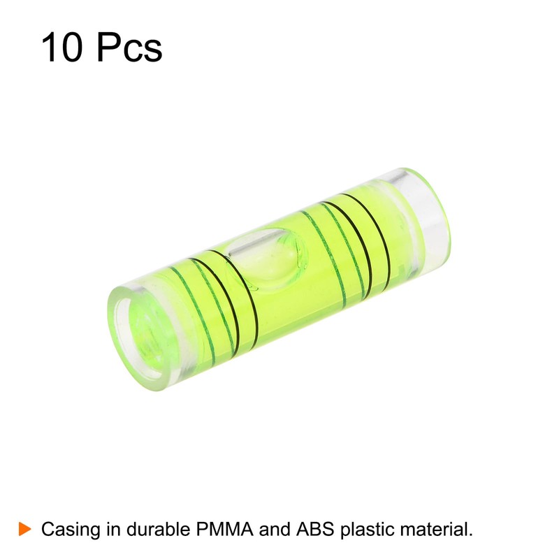 sourcing map 10pcs Small Cylindrical Bubble Level Vials 9.5x30mm PMMA