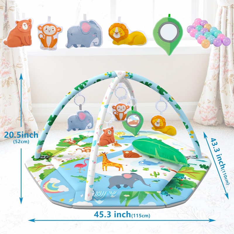 ZFDEBY Baby Gym Play Mat, 8-in-1 Tummy Time Mat &