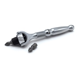 Titan 11318 1/4-Inch Drive x 4-Inch 90-Tooth Swivel Head Micro Ratcheting Bit Driver - Silver