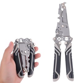 Gosknor 18 in 1 Foldable Wire Strippers, Stainless Steel Electrical Wire Stripper Crimper Multifunctional Folding Stripping Pliers for Electricians Home Construction Supplies