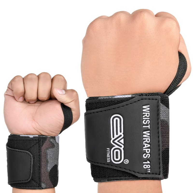 EVO Fitness Pair of 18” Deep Black Weight Lifting Wrist